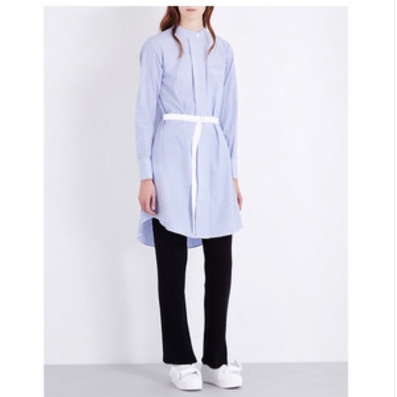 Theory Jodalee Taff Striped Poplin Shirt Dress Blue White Size 2 - Picture 2 of 12